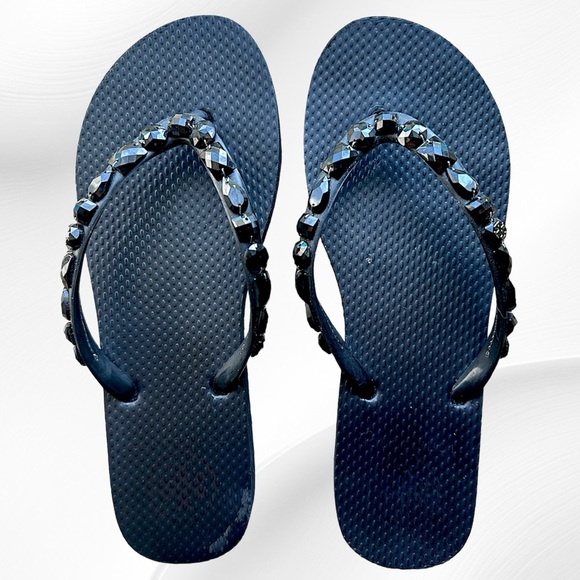 Tory Burch Black Stoned Sandals - Picture 1 of 4